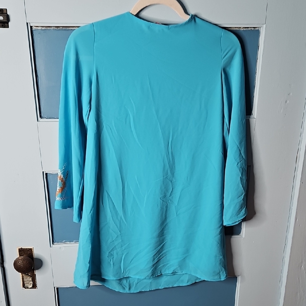 💕GB Girls Gianni Bini Turquoise Dress with Embroidered Details - Picture 8 of 9